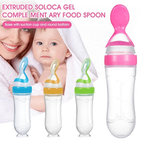 90ML Safe Newborn Baby Feeding Bottle Silicone Feeding Spoon Bottle